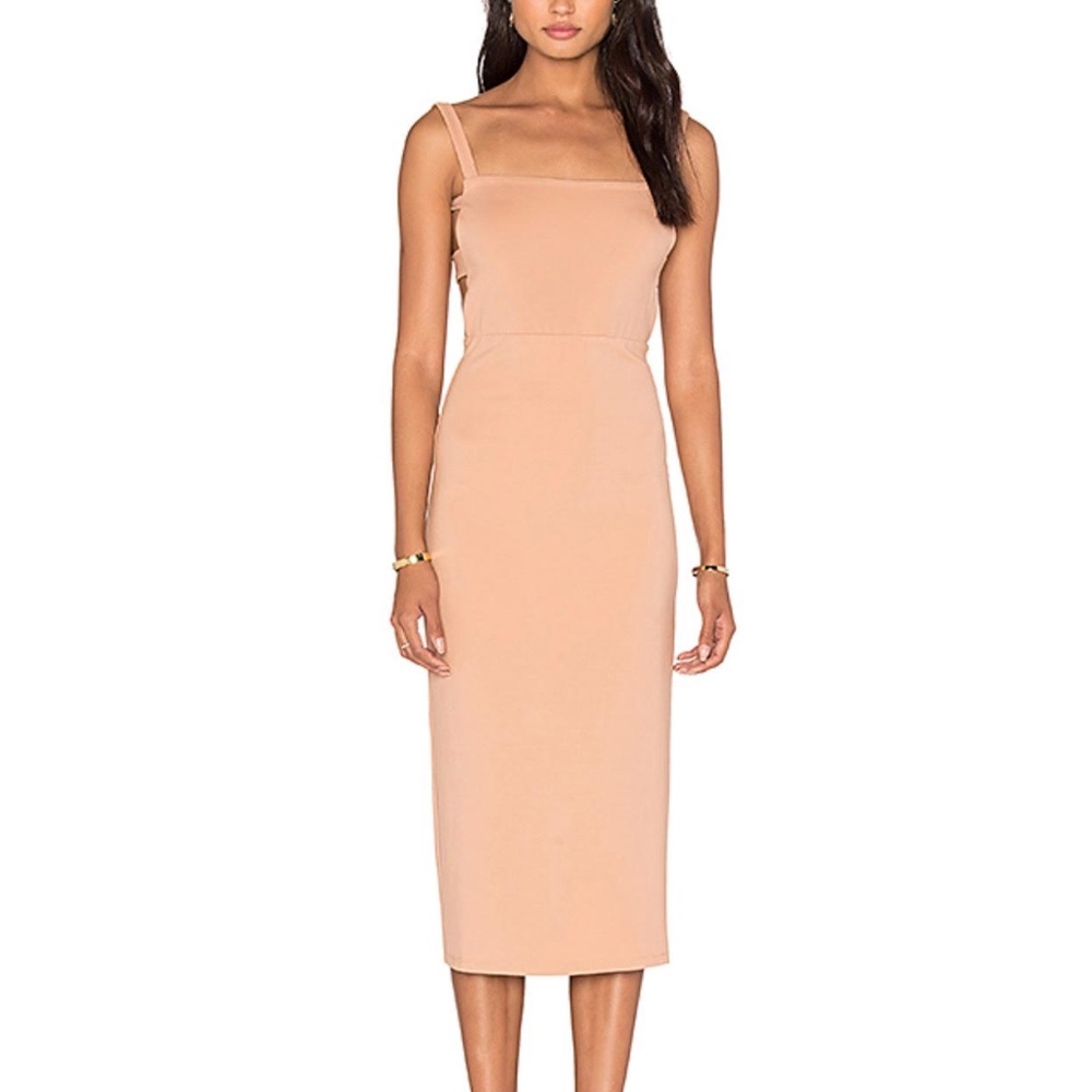 LPA NEW BACK CUT OUT AND SLIT DETAIL MIDI DRESS